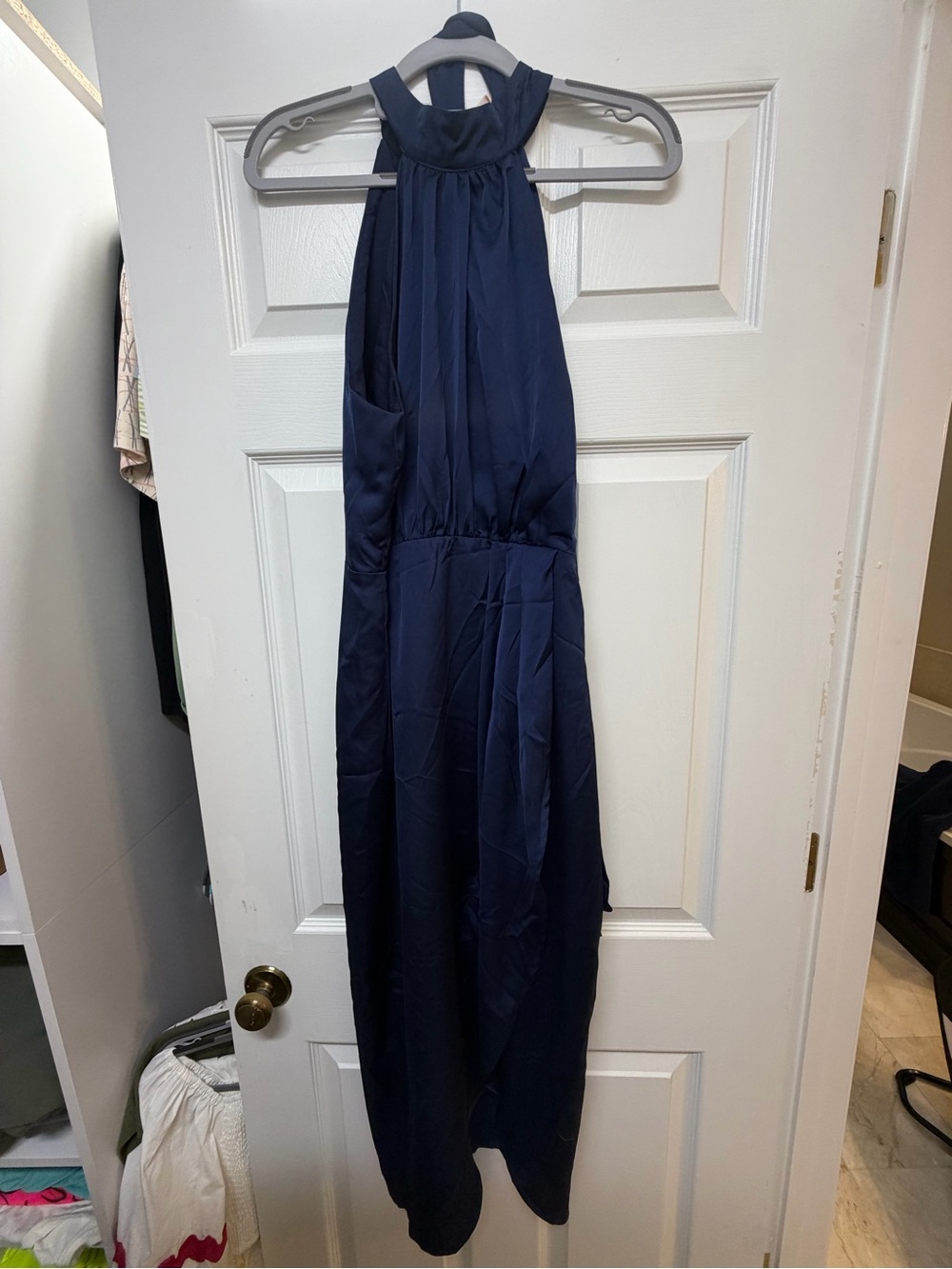 Navy Halter Maxi Dress